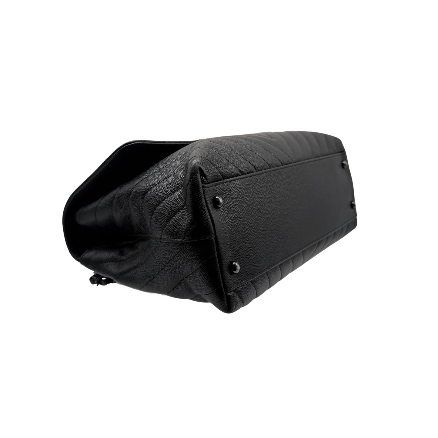 Chanel Coco Handle Flap Bag in Chevron Caviar with So Black Hardware