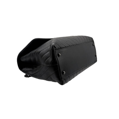 Chanel Coco Handle Flap Bag in Chevron Caviar with So Black Hardware