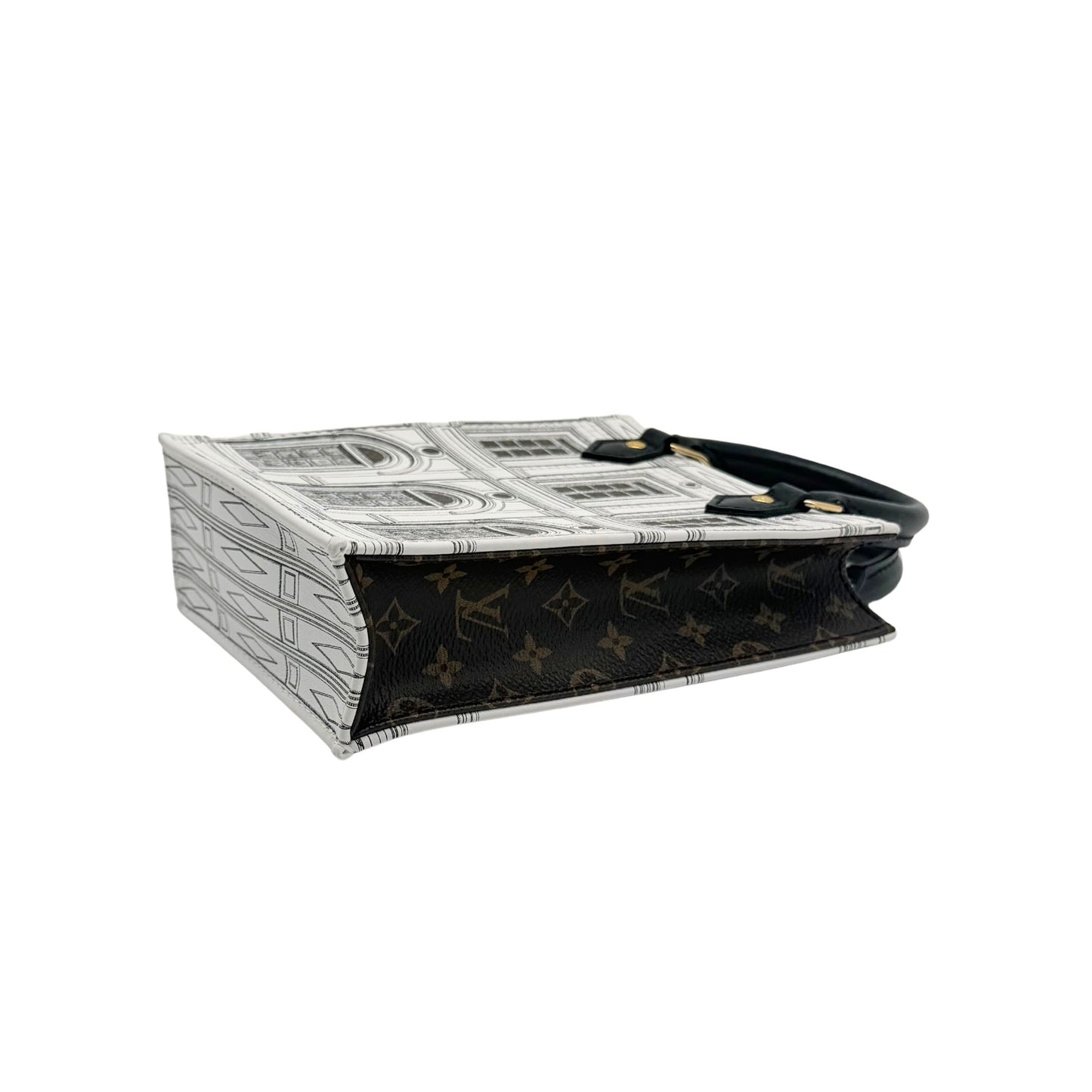 Louis Vuitton Black and White Monogram Petit Sac Plat with Strap