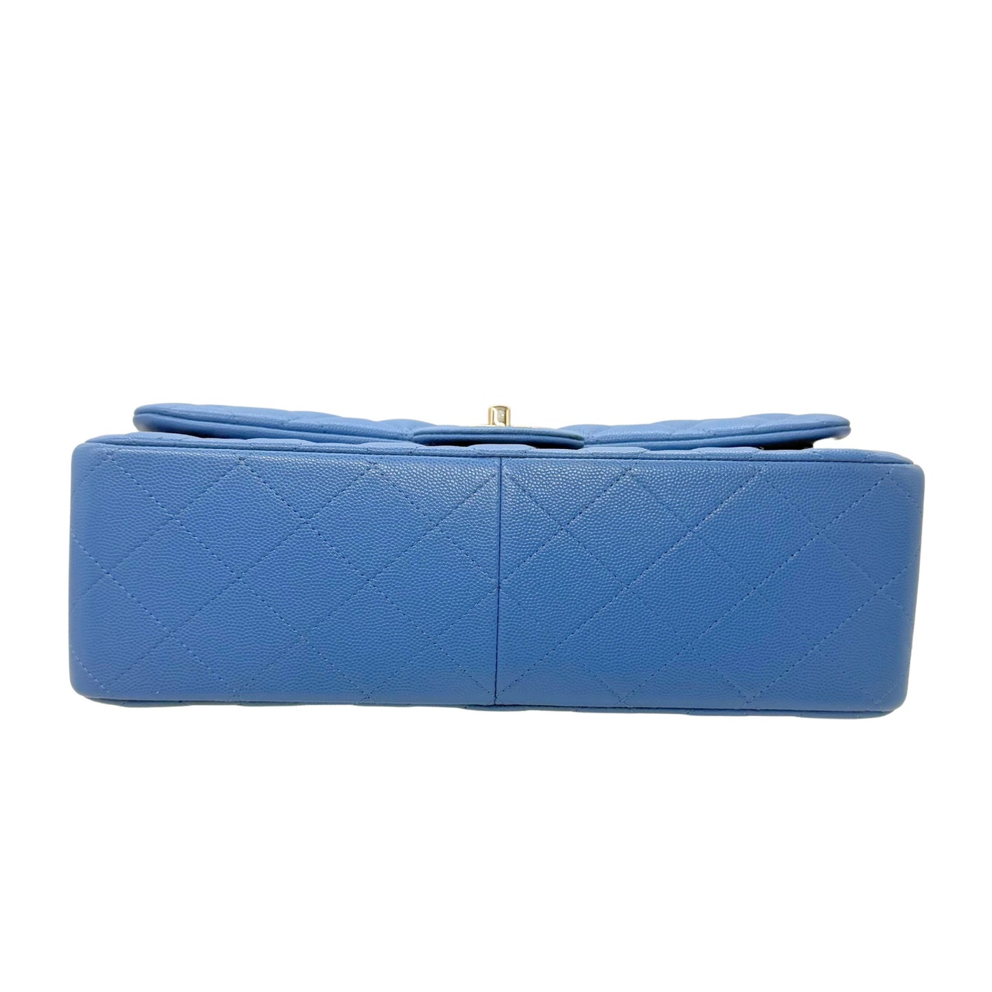 Chanel Jumbo Blue Double Flap Caviar Light Gold Hardware