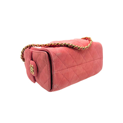Chanel 25 Mini Pink Suede Shoulder Bag