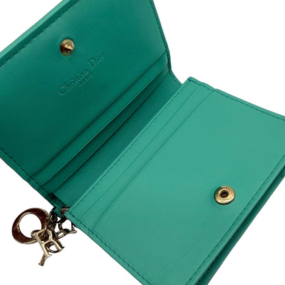 Dior Lady Dior Turquoise Lotus Compact Wallet