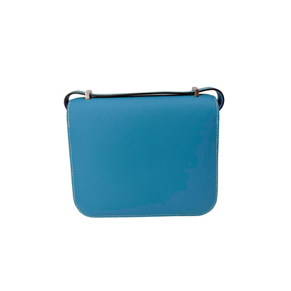Hermes Constance 18cm in Blue Jean Epsom Palladium Hardware