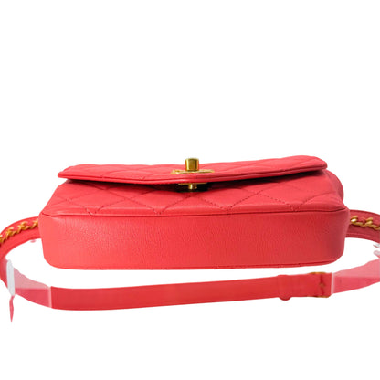Chanel Coral Quilted Chain Waistbelt