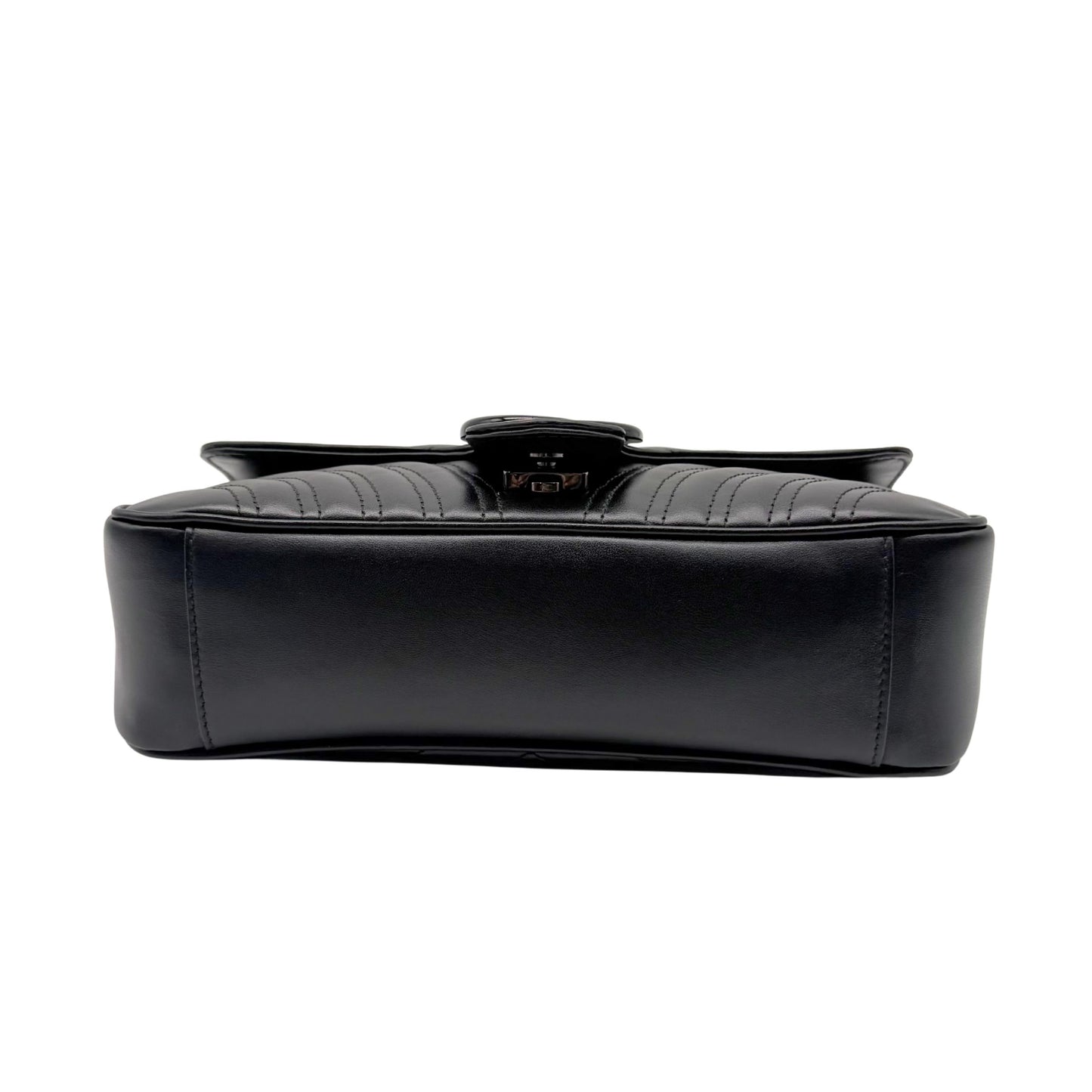Gucci Black Chevron GG Marmont Shoulder Bag