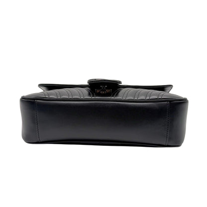 Gucci Black Chevron GG Marmont Shoulder Bag
