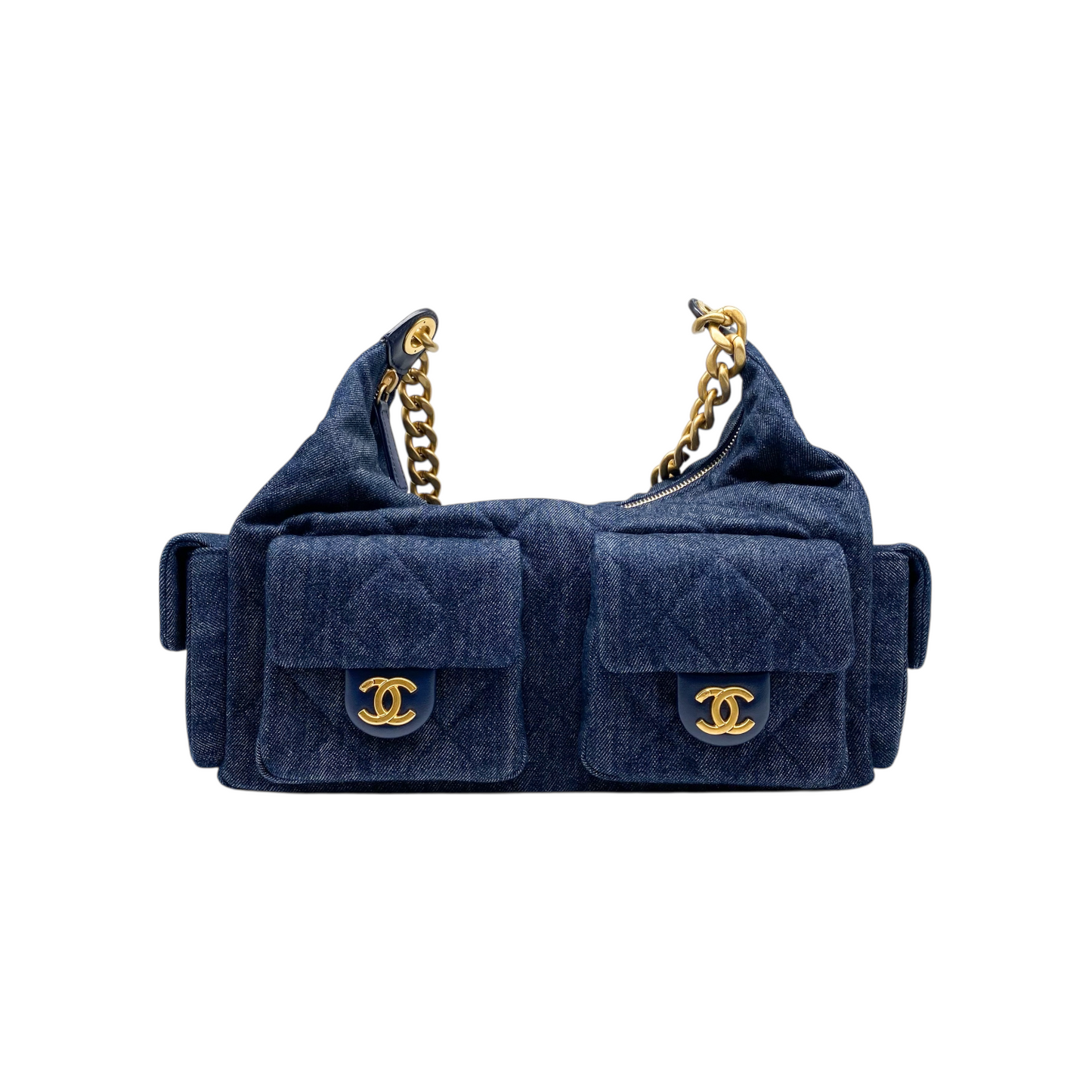 Chanel Dark Blue Denim Cargo Hobo