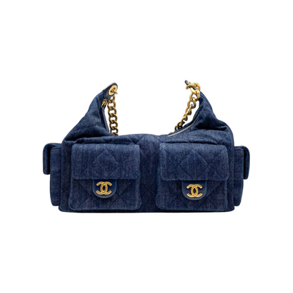 Chanel Dark Blue Denim Cargo Hobo