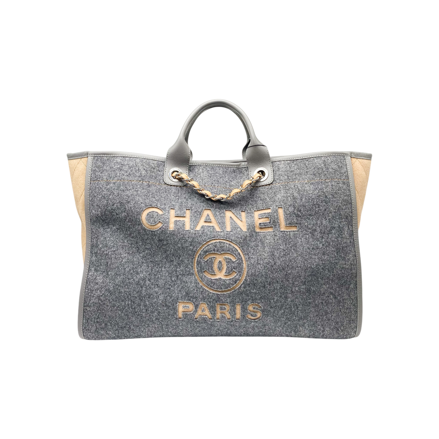 Chanel Beige Grey Large Deauville