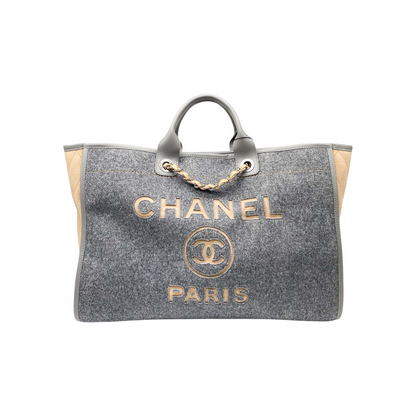 Chanel Beige Grey Large Deauville