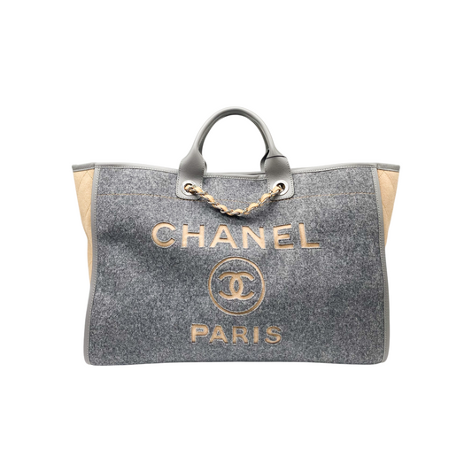 Chanel Beige Grey Large Deauville