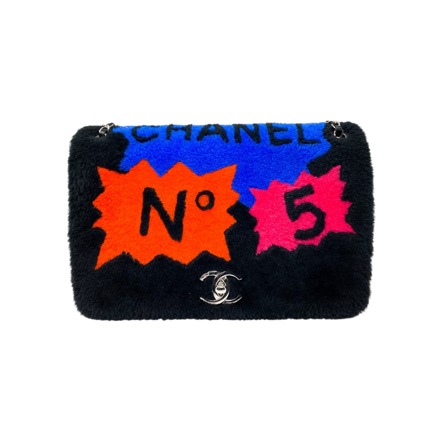 Chanel Black Multicolor No. 5 Comic Pop Art Flap Bag