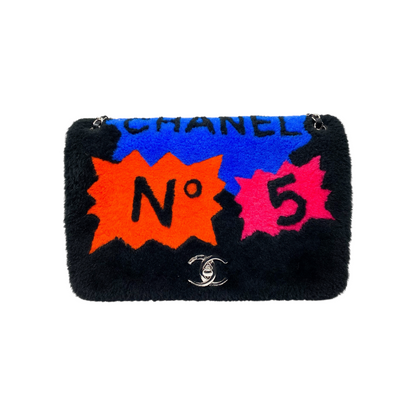 Chanel Black Multicolor No. 5 Comic Pop Art Flap Bag