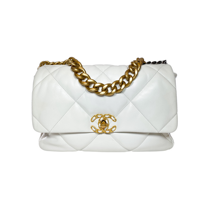 Chanel 19 White Large