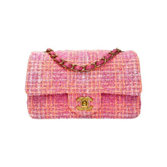 Chanel Neon Pink Tweed Mini Rectangle