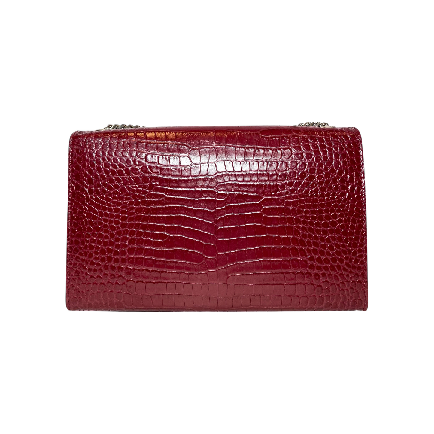 Saint Laurent Red Embossed Medium Monogram Tassel Kate