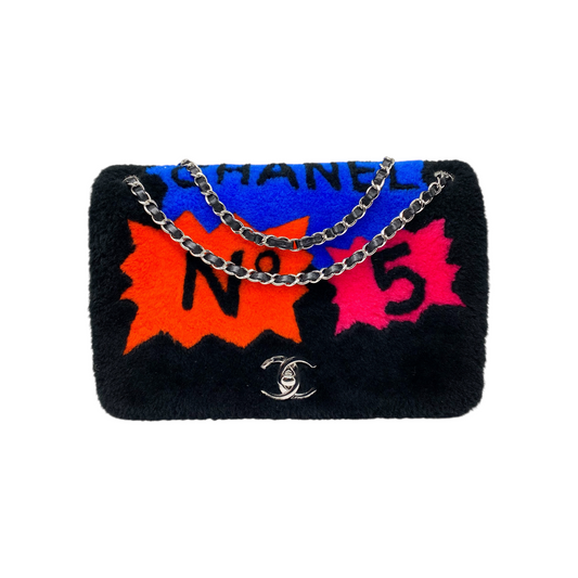 Chanel Black Multicolor No. 5 Comic Pop Art Flap Bag