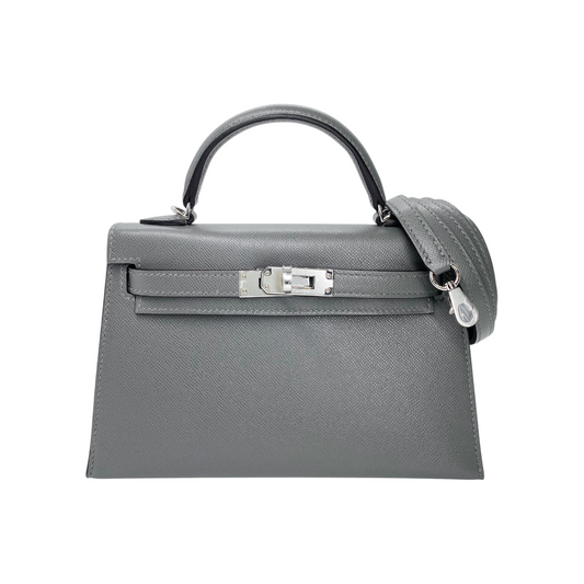 Hermes Mini Kelly 20 Gris Meyer Madame Palladium Hardware