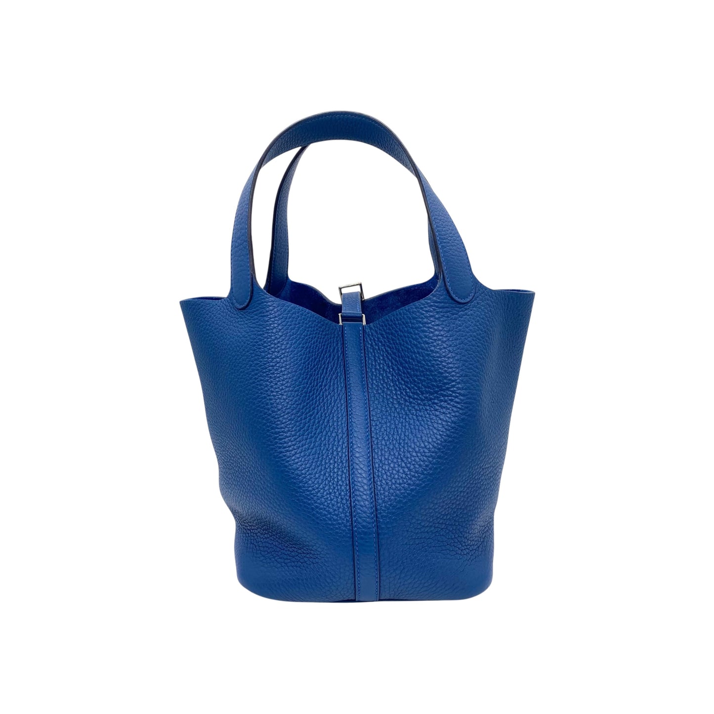 Hermes Picotin 22 Bleu Tie Clemence Palladium Hardware