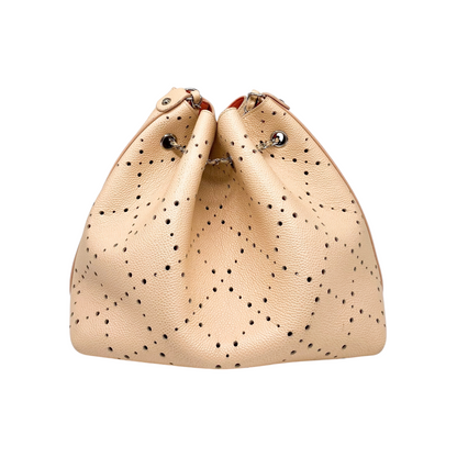 Chanel Peach Beige Orange Drawstring Perforated Bucket Bag