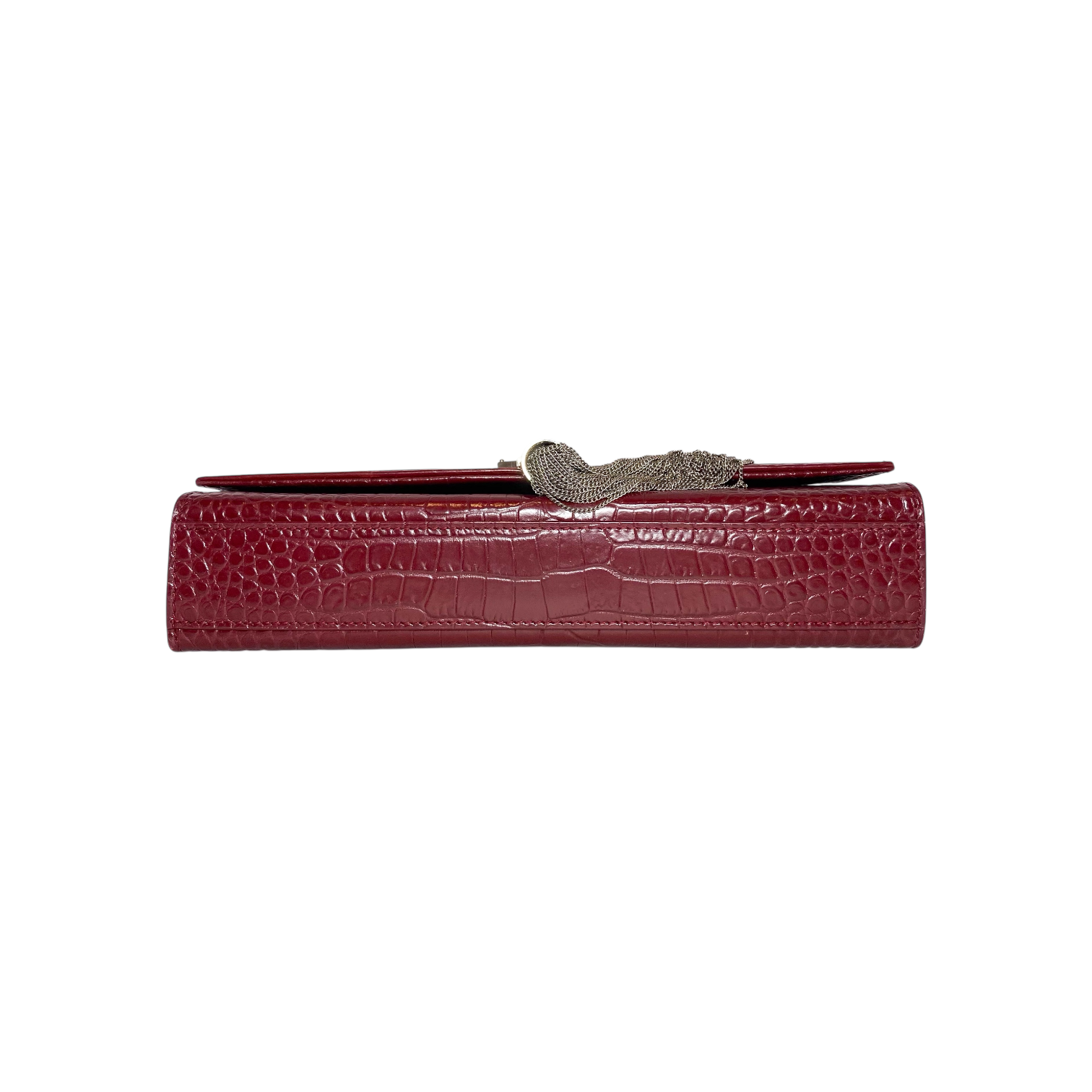 Saint Laurent Red Embossed Medium Monogram Tassel Kate
