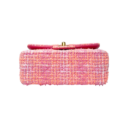 Chanel Neon Pink Tweed Mini Rectangle