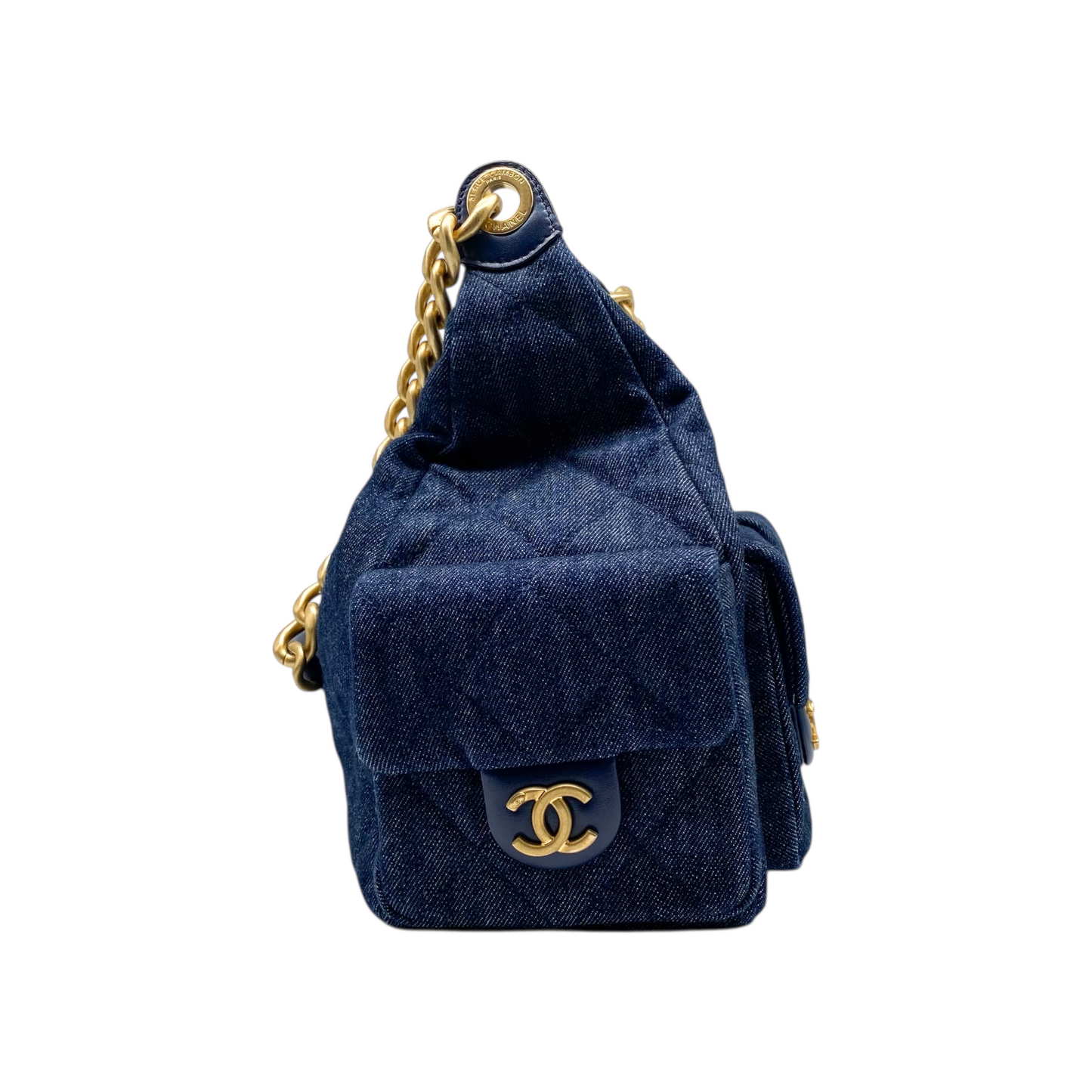 Chanel Dark Blue Denim Cargo Hobo
