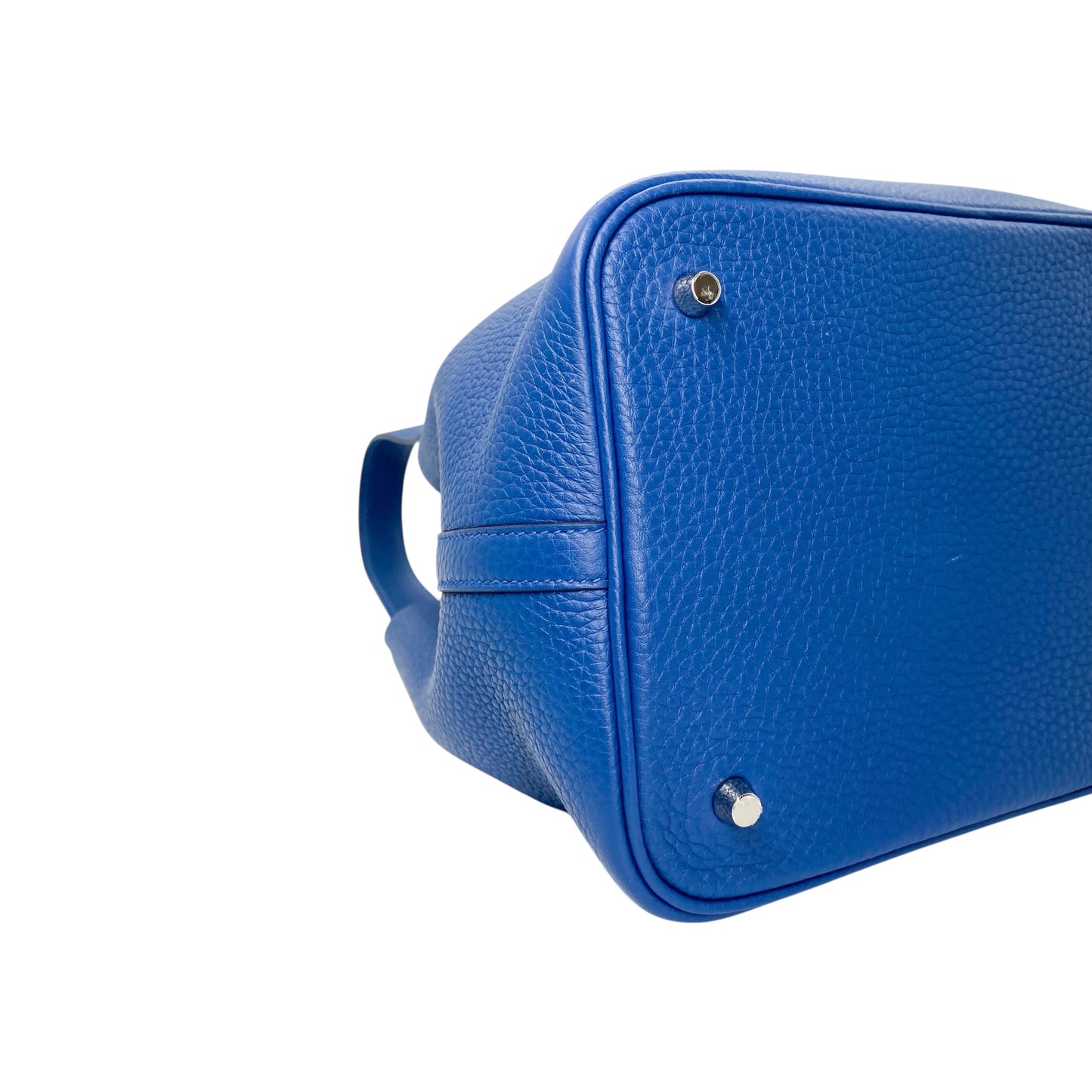 Hermes Picotin 22 Bleu Tie Clemence Palladium Hardware