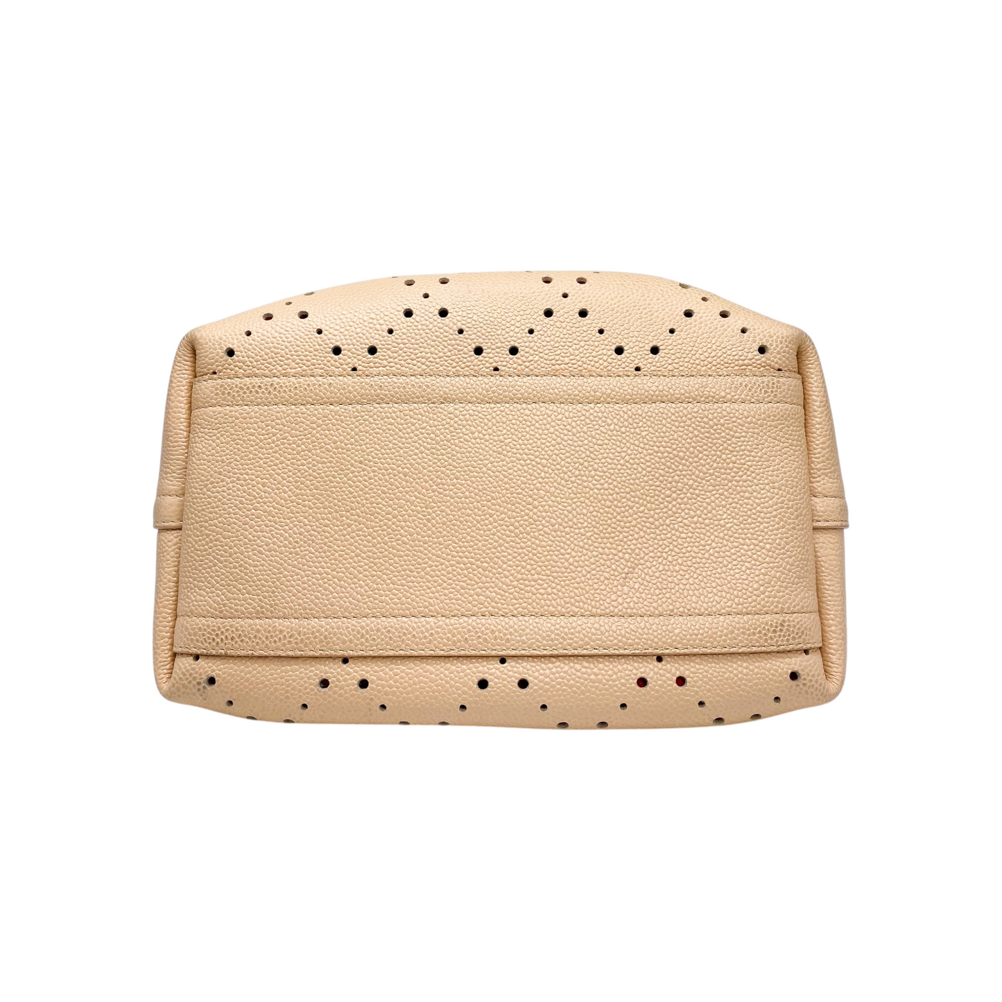 Chanel Peach Beige Orange Drawstring Perforated Bucket Bag