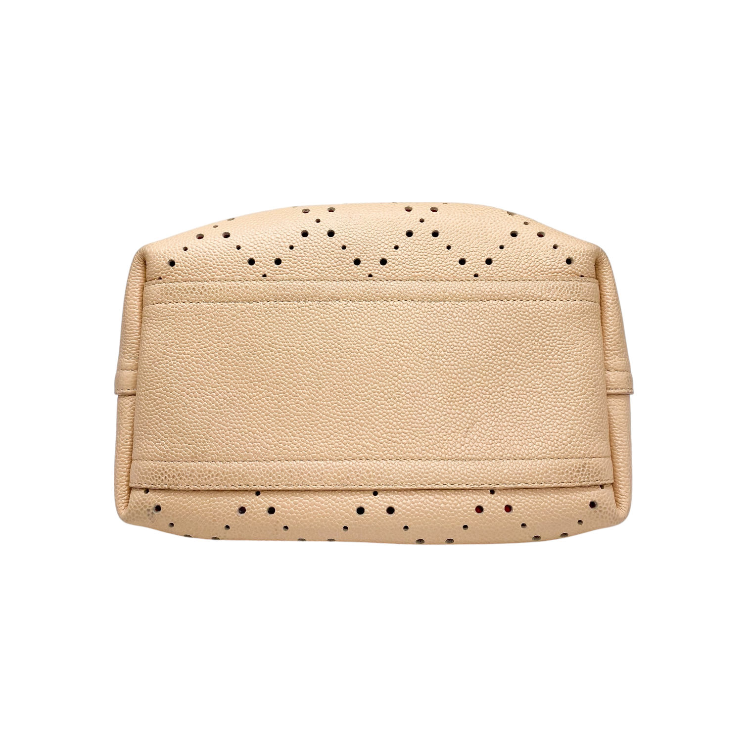 Chanel Peach Beige Orange Drawstring Perforated Bucket Bag