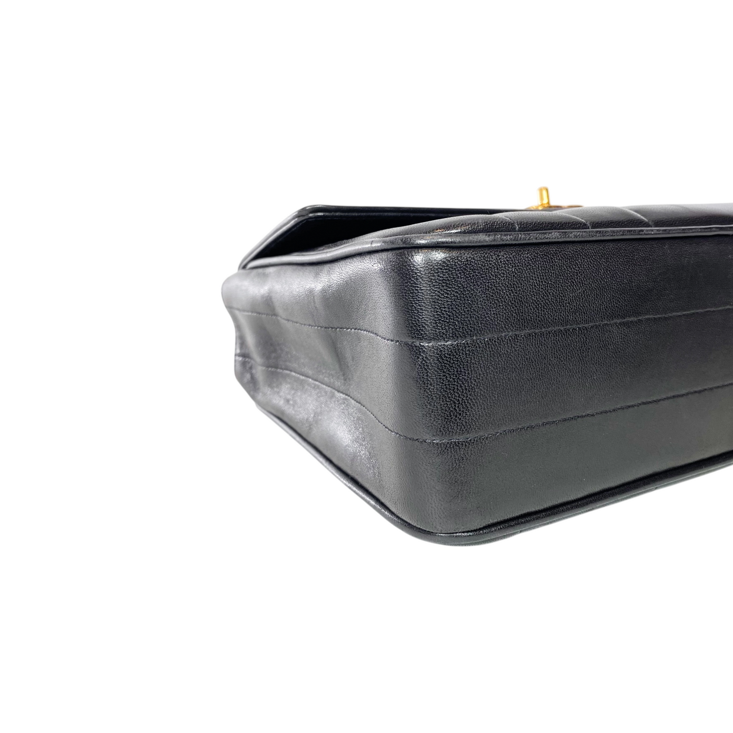 Chanel Black Vertical Quilt Mademoiselle Top Handle Vintage Flap Bag