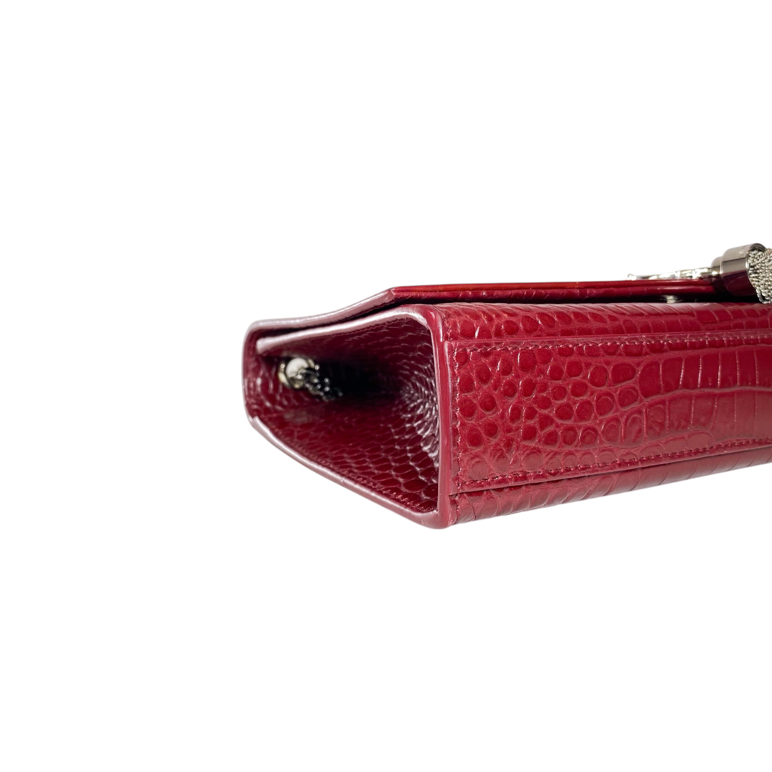 Saint Laurent Red Embossed Medium Monogram Tassel Kate