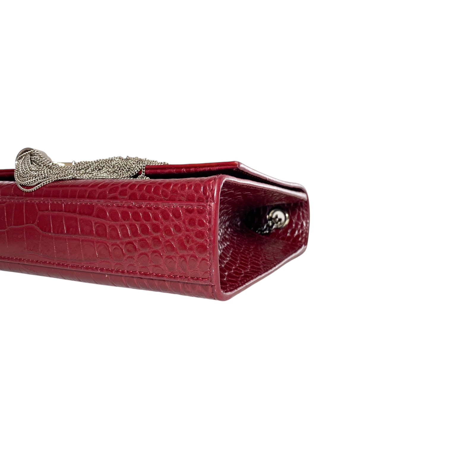 Saint Laurent Red Embossed Medium Monogram Tassel Kate