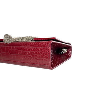 Saint Laurent Red Embossed Medium Monogram Tassel Kate