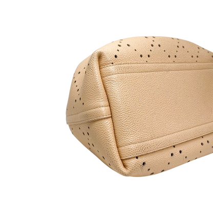 Chanel Peach Beige Orange Drawstring Perforated Bucket Bag