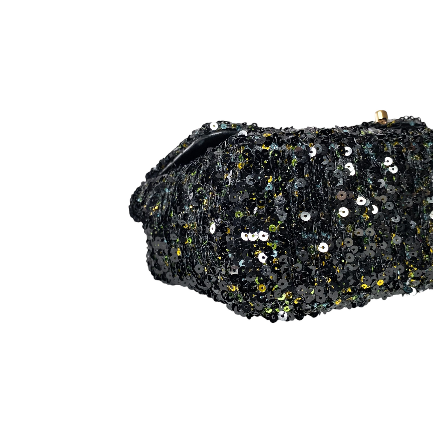 Chanel Black Gold Green Sequin Medium Flap Bag