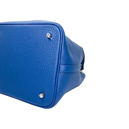 Hermes Picotin 22 Bleu Tie Clemence Palladium Hardware