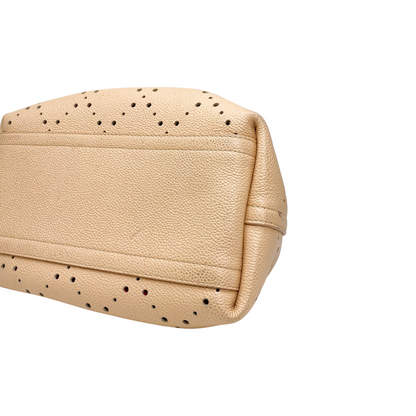 Chanel Peach Beige Orange Drawstring Perforated Bucket Bag