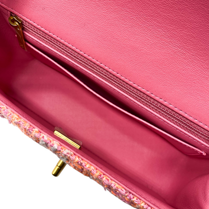 Chanel Neon Pink Tweed Mini Rectangle