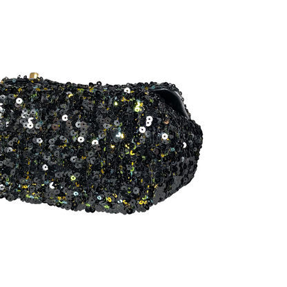 Chanel Black Gold Green Sequin Medium Flap Bag