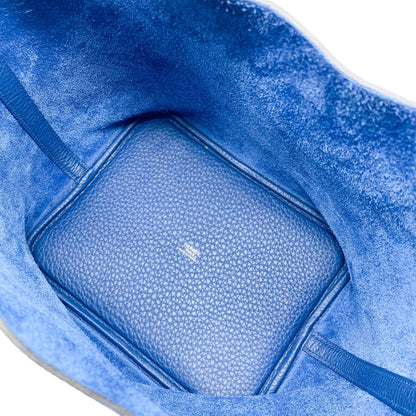 Hermes Picotin 22 Bleu Tie Clemence Palladium Hardware