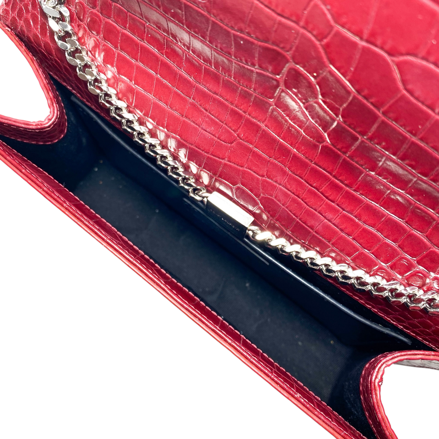 Saint Laurent Red Embossed Medium Monogram Tassel Kate
