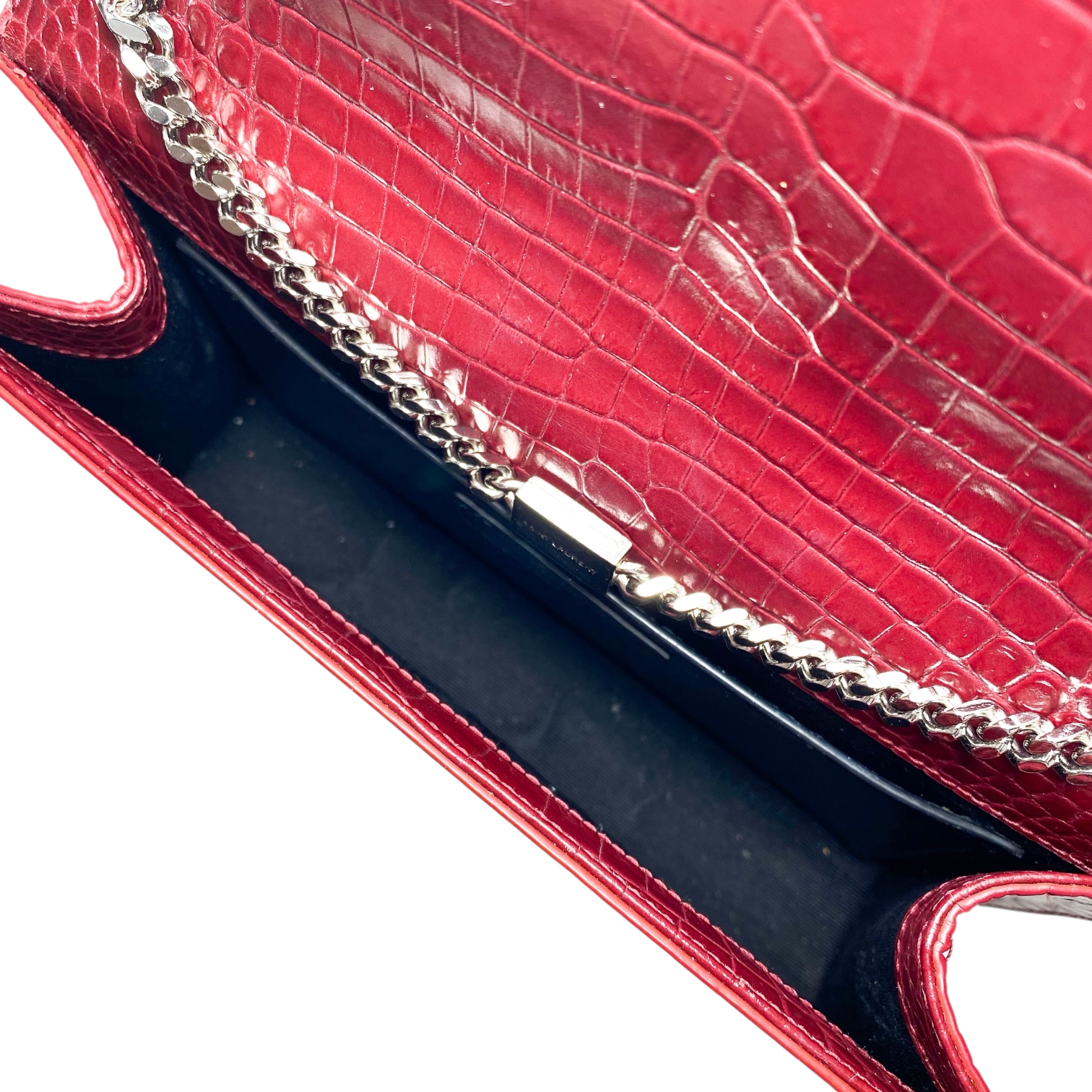 Saint Laurent Red Embossed Medium Monogram Tassel Kate