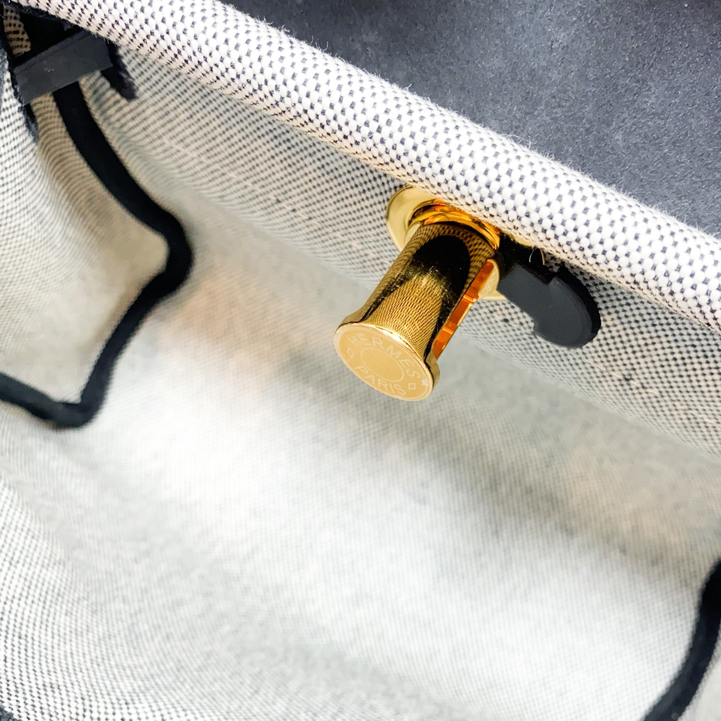 Hermes Mini Herbag Zip 20 Black Vache Hunter Ecru Toile Gold Hardware - Online Only