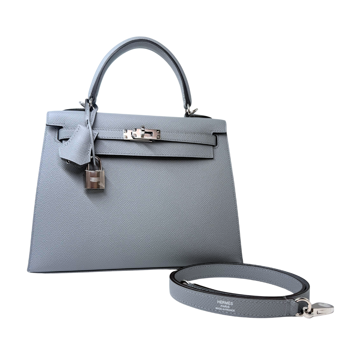 Hermes Kelly 25 Sellier Gris Pantin Epsom Palladium Hardware
