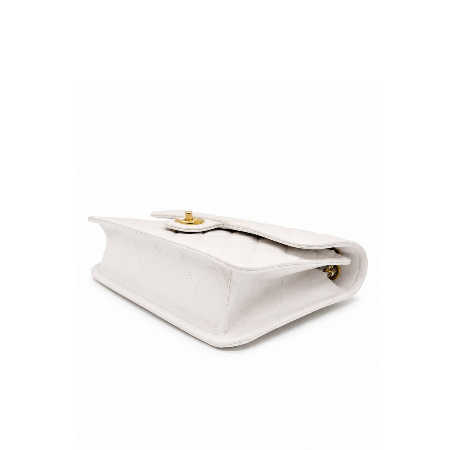 Chanel Classic Flap Bag – White Lambskin with Gold Hardware