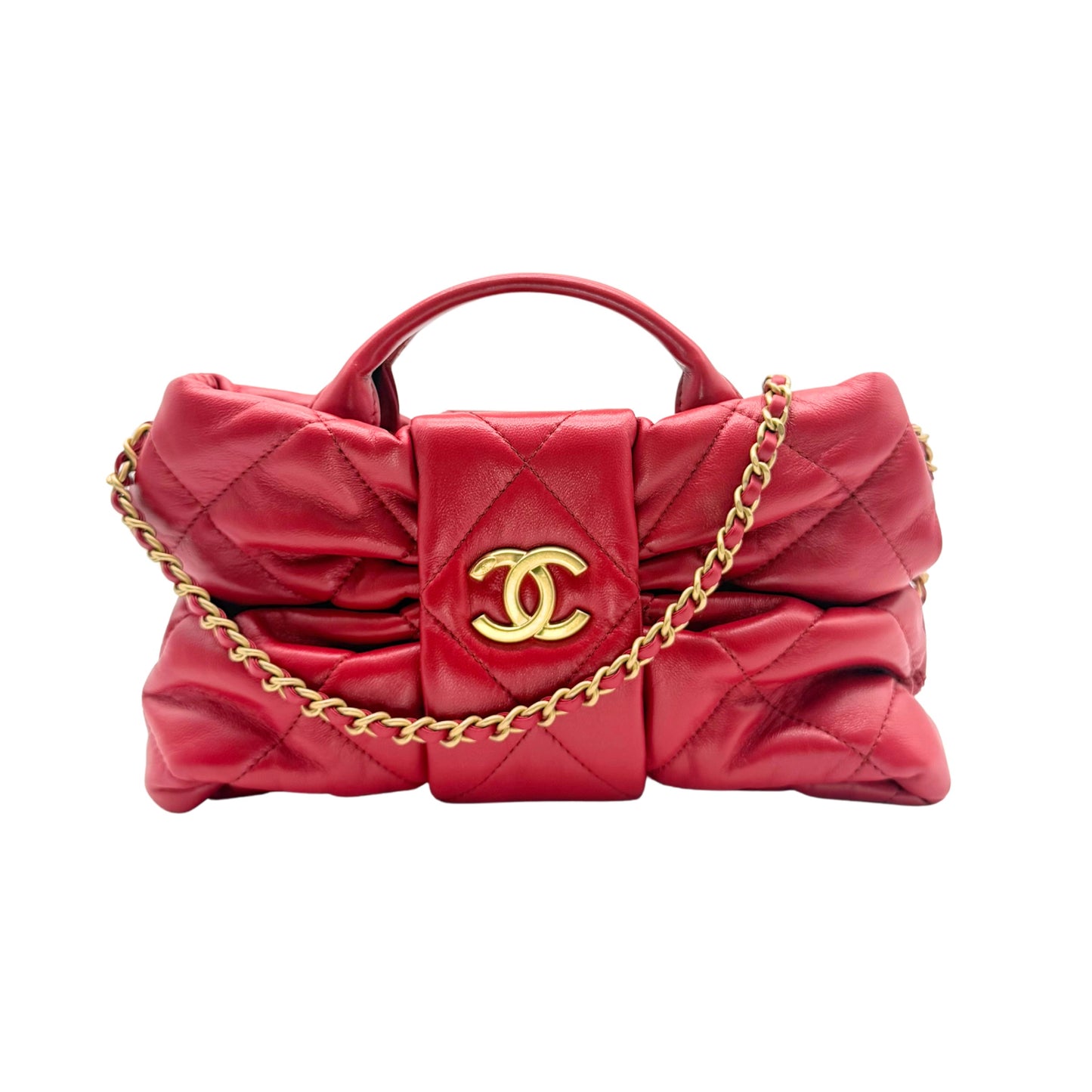 Chanel Mini Bow Bag Red Lambskin Crossbody