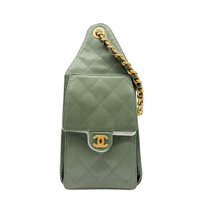 Chanel 25 Small Green Caviar Shoulder Bag