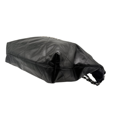 Chanel 22 Black Small Rhodium Hardware Hobo