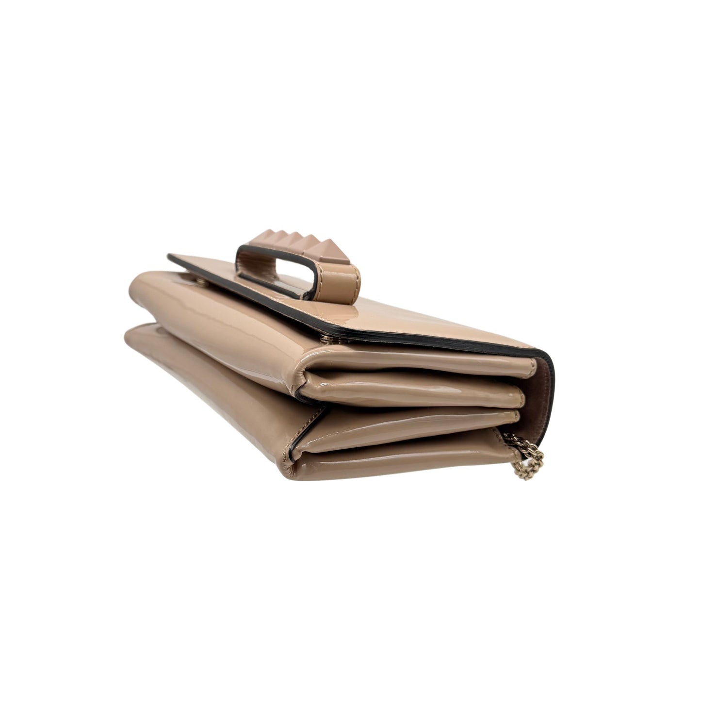 Valentino Va Va Voom Rockstud Patent Flap Clutch with Chain